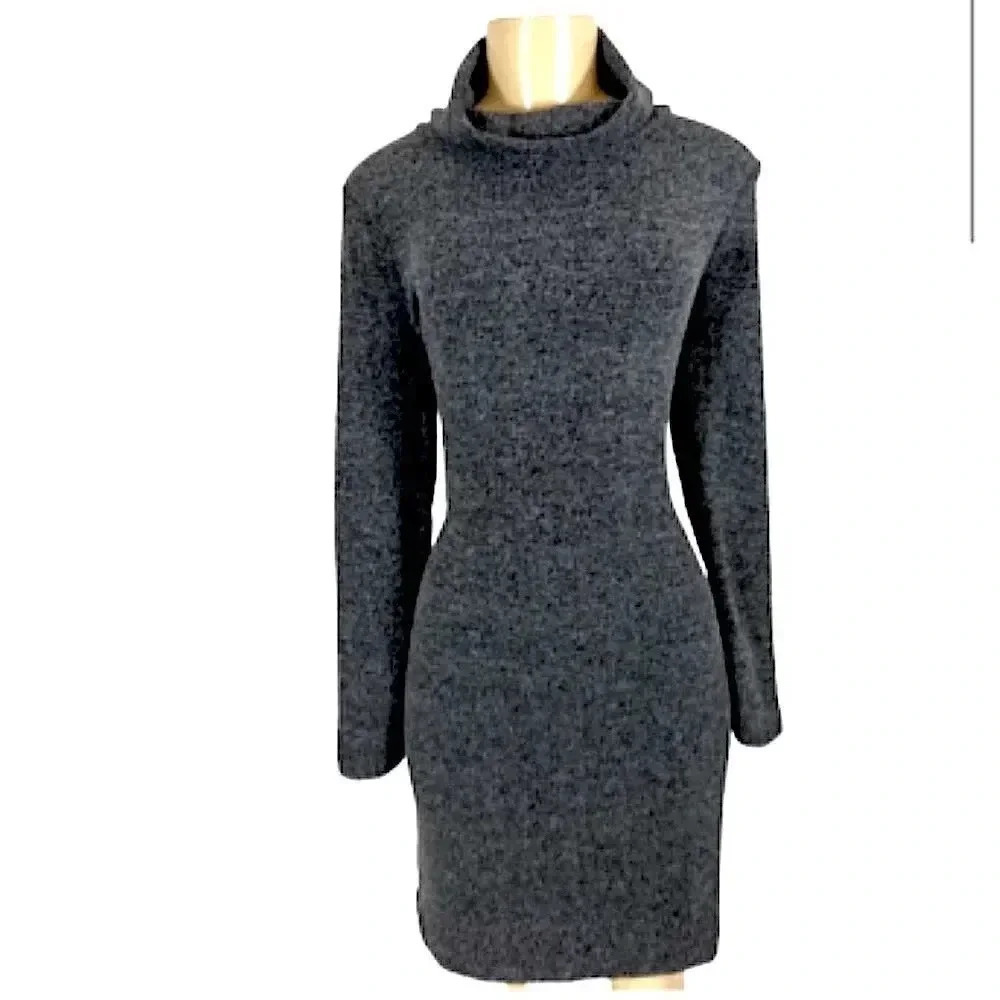 BANANA REPUBLIC GRAY COWL NECK TUNIC DRESS LONG SLEEVE WITH STRETCH - Picture 2 of 7